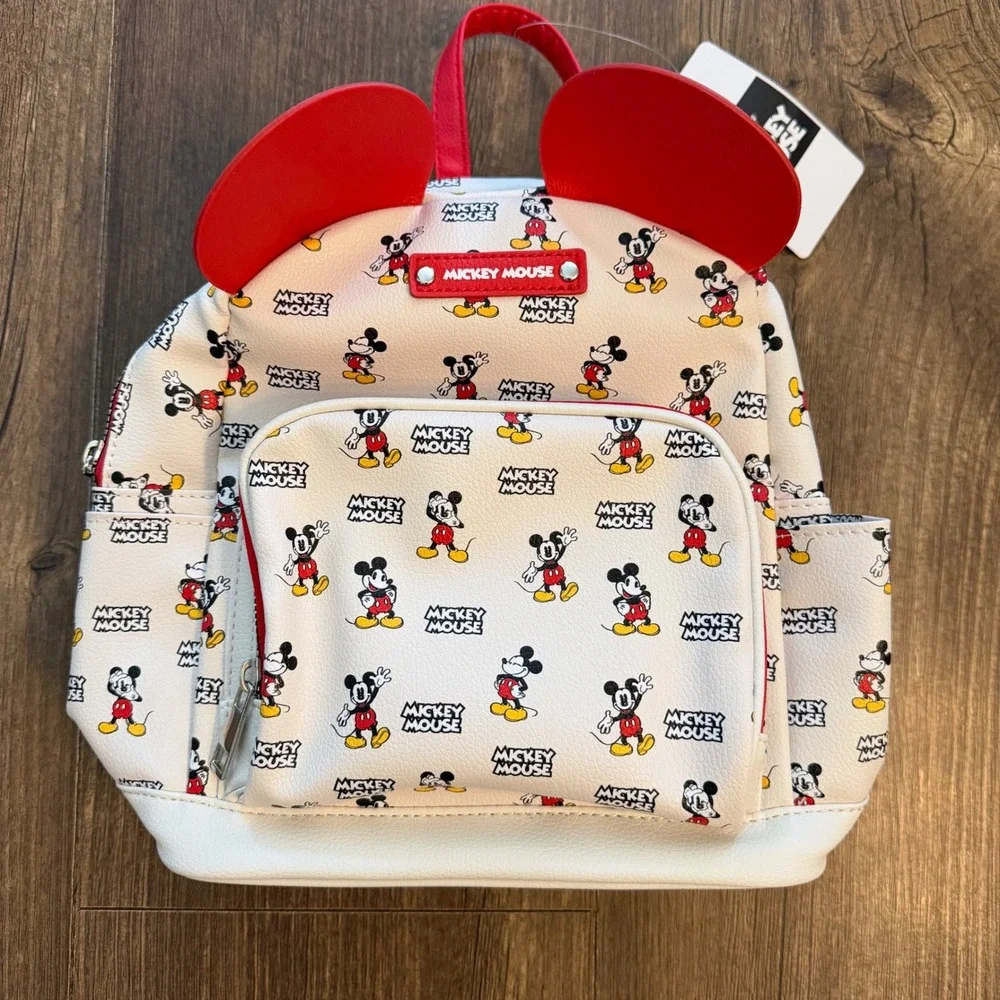 Disney Mickey Mouse Mini Backpack Kids White Red‎ 3D Ears Theme Park Character